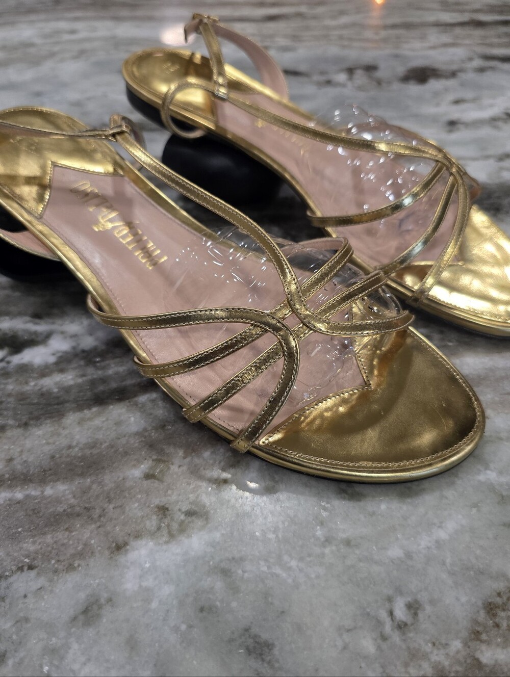 PALTER DeLISO Rio Grand Metallic Gold Strappy Flat Sandals Made in Italy EU 40 - Picture 5 of 14